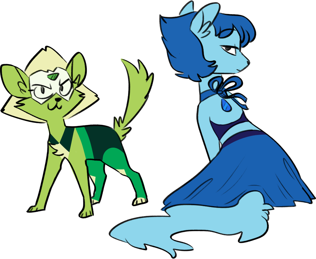s u d d e n l y I’m in a Lapidot mood so have a green dorito and blue girl herself as kitties! (I still can’t believe i’ve been drawing cats for almost two years jfc…) also Lapis is giving sorta of...