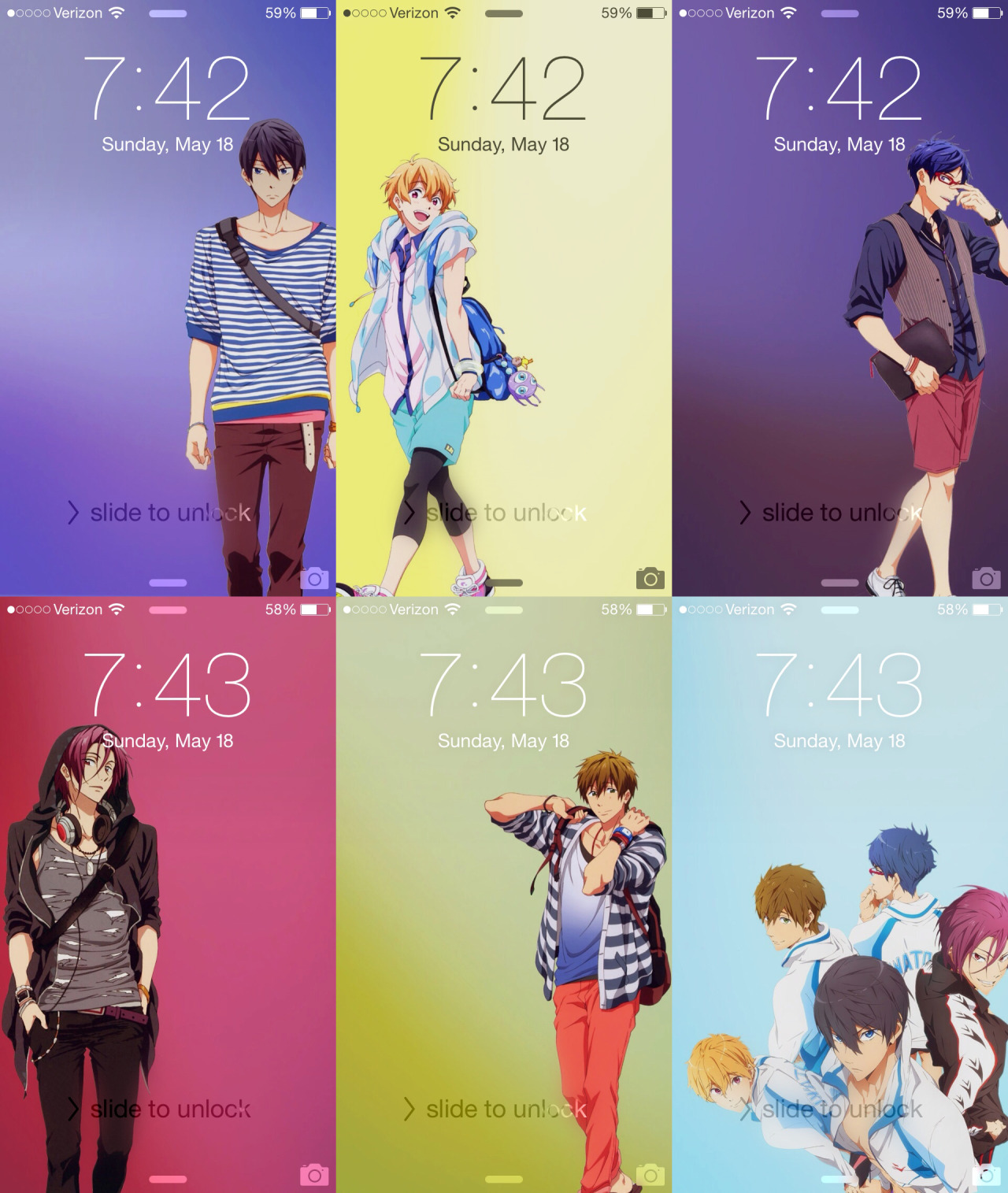 Cute Animated Boys, Free! iPhone 5 Backgrounds ( more anime...