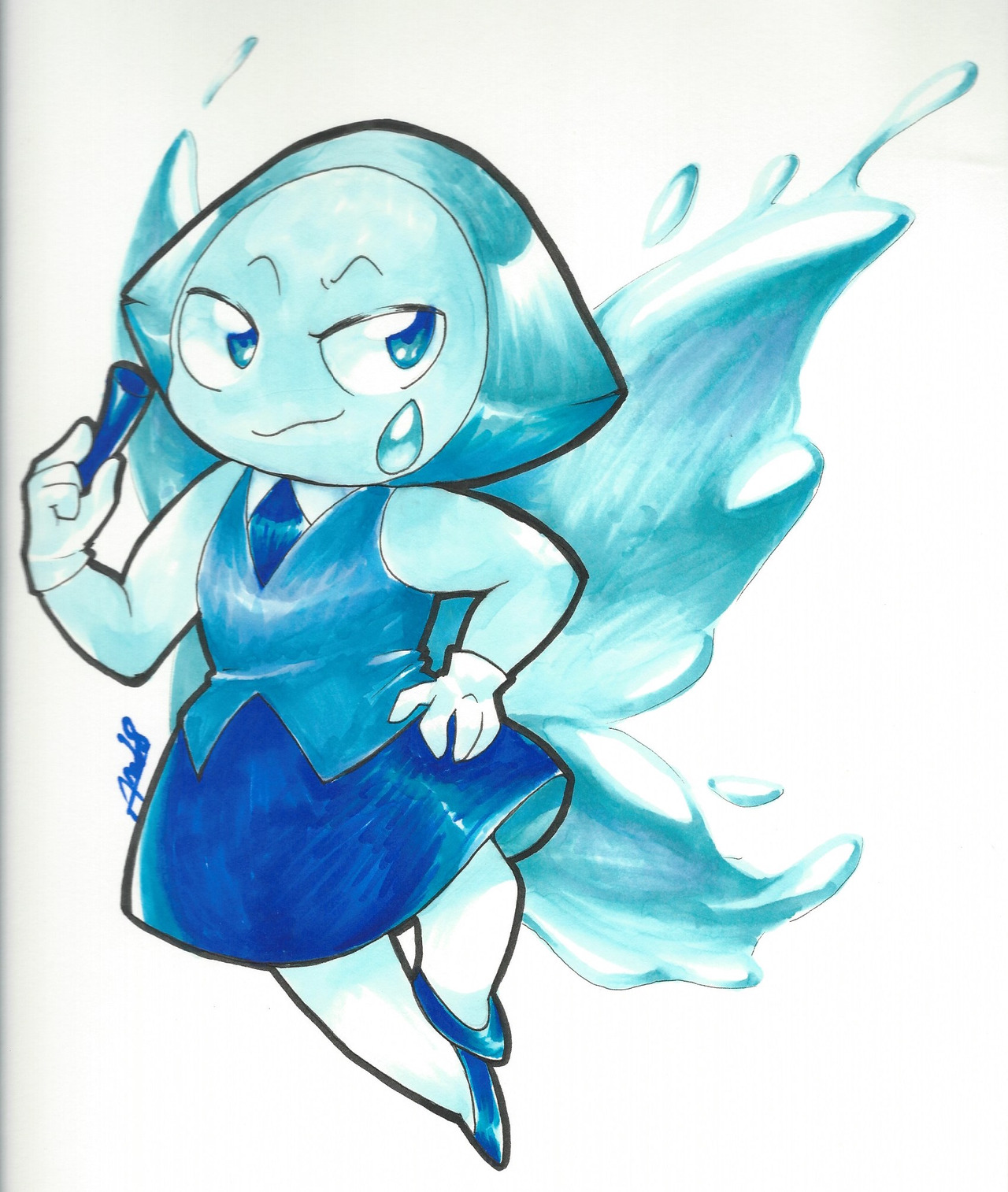 The brith stone of March is Aquamarine. I rest my case. Hadn’t done traditional in a while with me copics. I’m pretty sure my ice copic died because of this. Pray for it. The signature’s for DA.