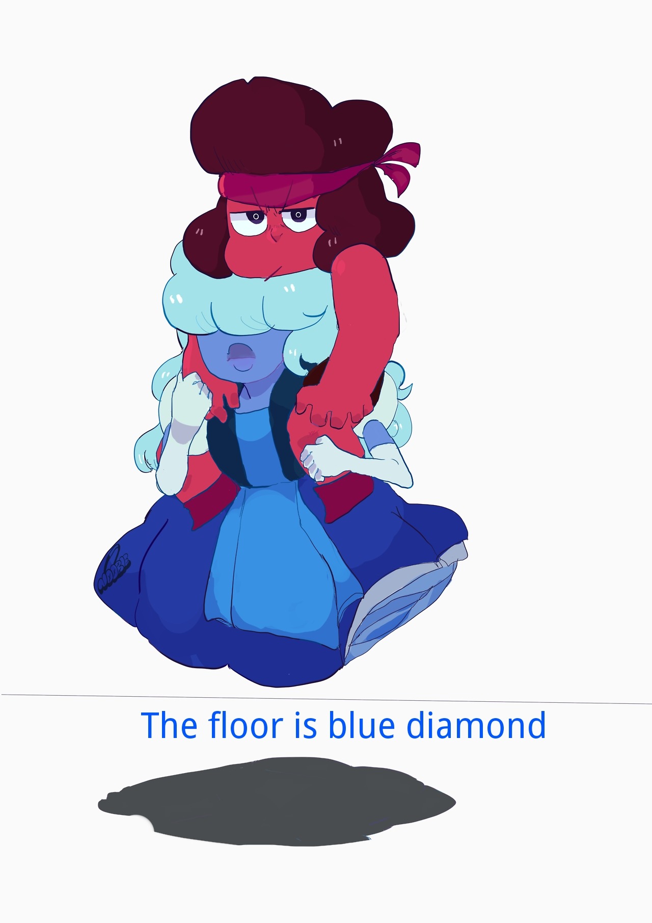 The floor is blue diamond