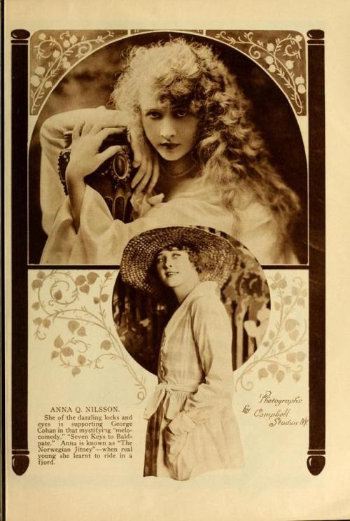 the1920sinpictures:1917 Anna Q. Nilsson from “Motion Picture”...