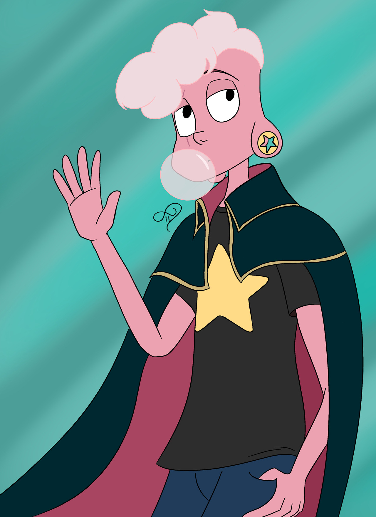 Easing myself back into drawing. Wildly out of practice. The goal is to work up to drawing something every day. So here’s a bubblegum Lars from Steven Universe.