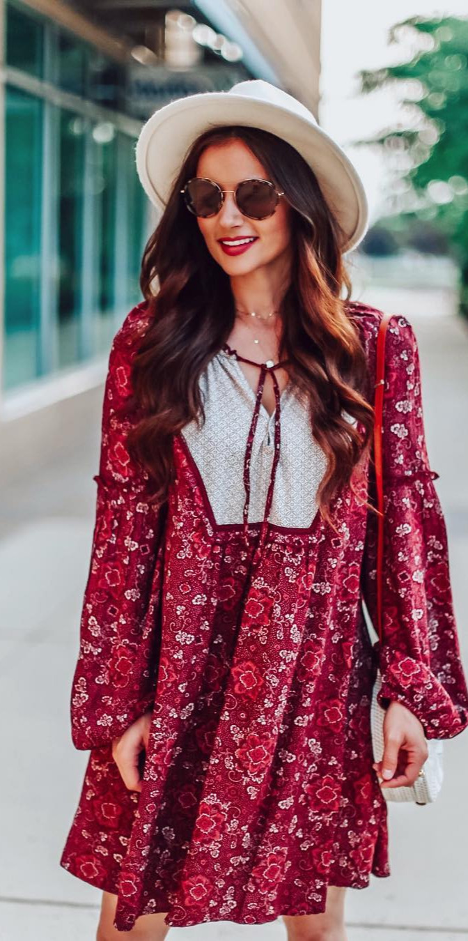 10 Easy Outfits for When You Hate Everything You Own - #Style, #Girls, #Outfitoftheday, #Loveit, #Streetwear A cute little peasant dress in the perfect fall colors! Tell me, what is your favorite fall color? I personally love burgundy (duh ) and anything marigold! This dress can be worn now, and into the new season! Itunder $100 and looks adorable with boots! Runs TTS, but I sized up for length. Shop this look using the  app!  there for daily outfit details! , liketkit 