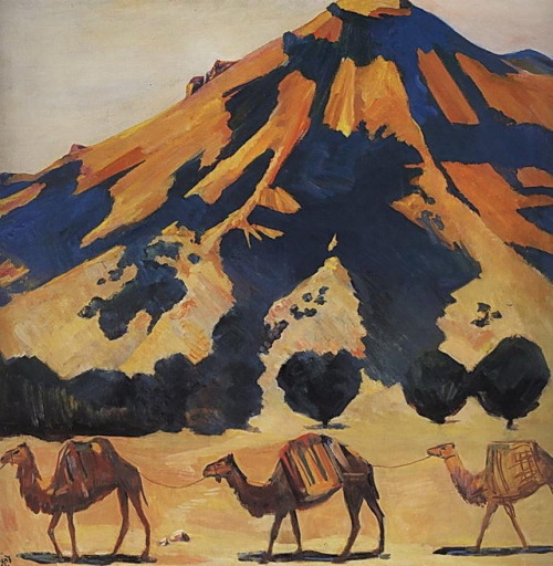expressionism-art - Mount Abul and passing camels, 1912,...