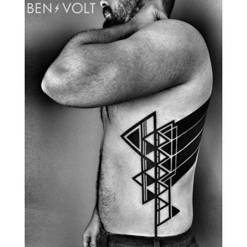 Tattoo tagged with: big, rib, benvolt, facebook, blackwork, twitter, geometric, side