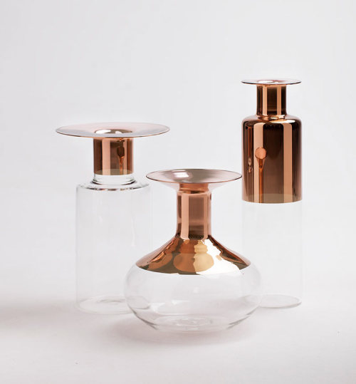 TAPIO - GLASS VASES WITH COPPER ACCENTS