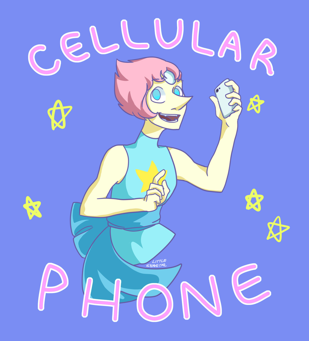 Pearl’s been a little behind on human technology (This kind of looks like she’s advertising the phone. Wasn’t intended.) Steven Universe © Rebecca Sugar