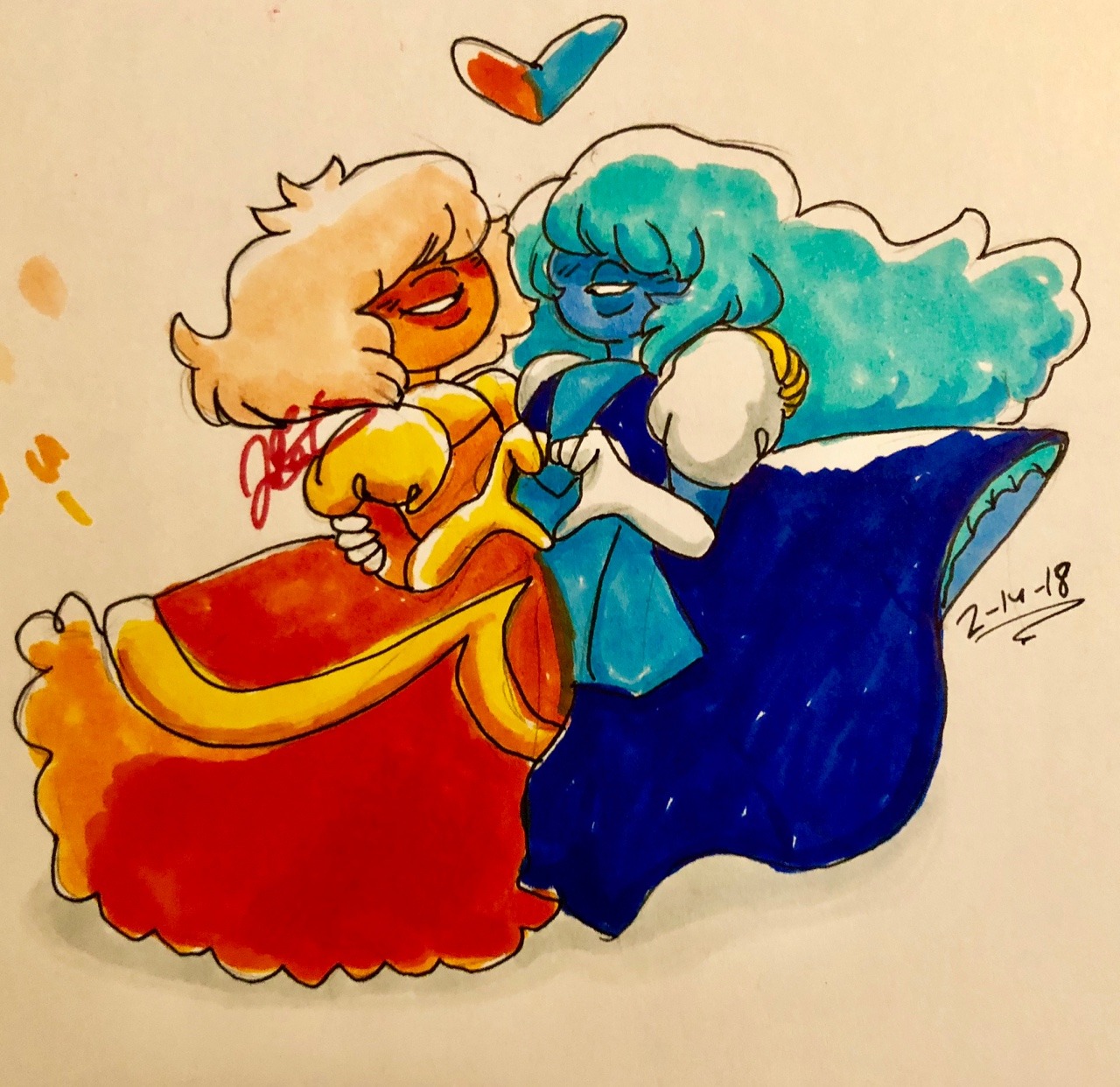 Finished padparadscha and sapphire! Happy Valentine’s Day everyone!
