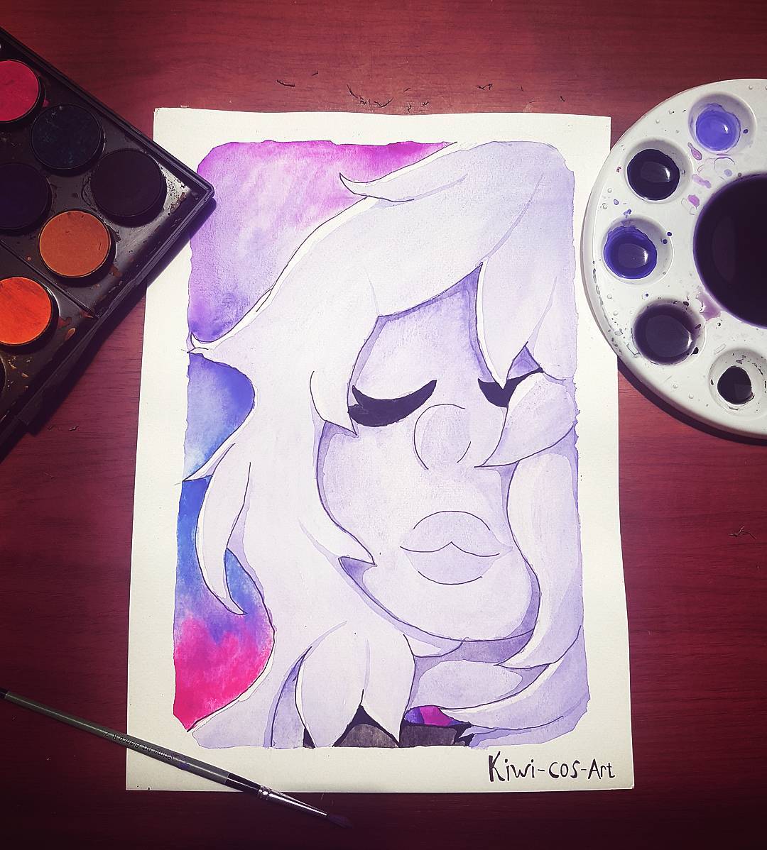 Amethyst I do kinda like how she came out Especially since this is the first “finished” watercolour painting I did at first try ink but she ended up a little yellow so I painted over her with acrylic...