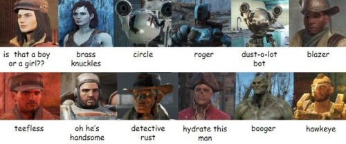 under-tori - fo4 characters according to my mom