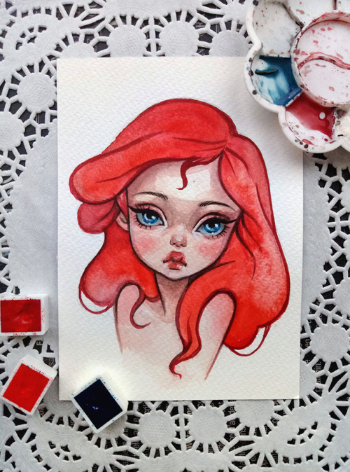 black-fury-art - Watercolor postcard of the little mermaid in my...