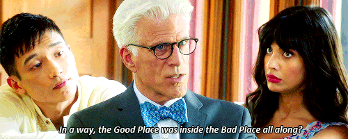 top twists of the good place Michael joins Eleanor Chidi Jason Tahani on Team Cockroach