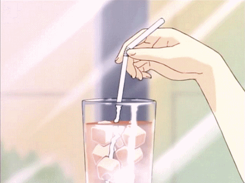 Image result for anime mixing  drink gif