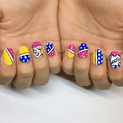 Pop art comic book nails for Miss Ryanne to take back to school!...