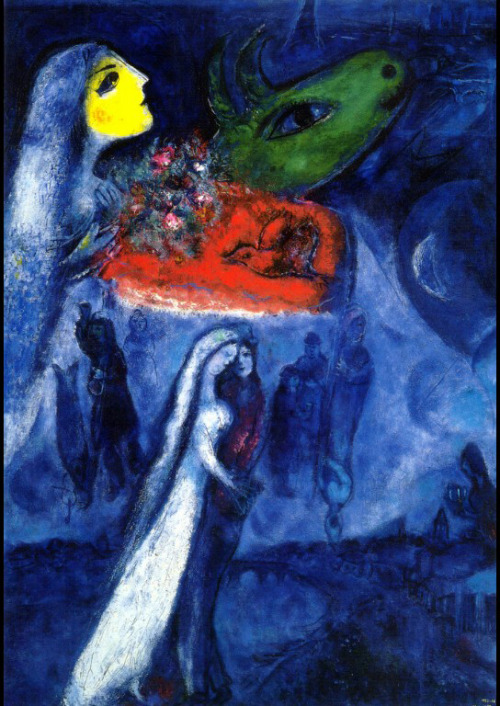 artist-chagall:On Two Banks, 1956, Marc ChagallSize: 148x102...
