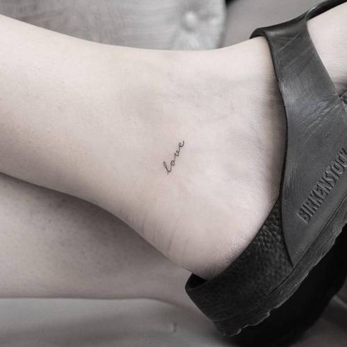 Tattoo tagged with: small, chang, micro, languages, tiny, love, ankle,  ifttt, little, english, minimalist, english word, word 