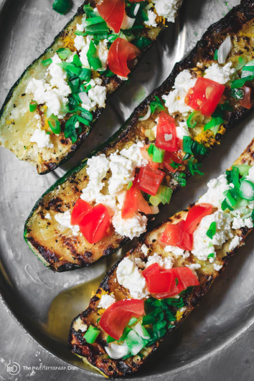 hoardingrecipes - Mediterranean Grilled Zucchini Boats with...