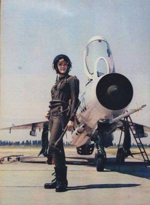 greasegunburgers - Miss Universe of Yugoslavia, with a MiG-21F,...