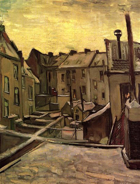 Backyards of Old Houses in Antwerp in the Snow1885Vincent...