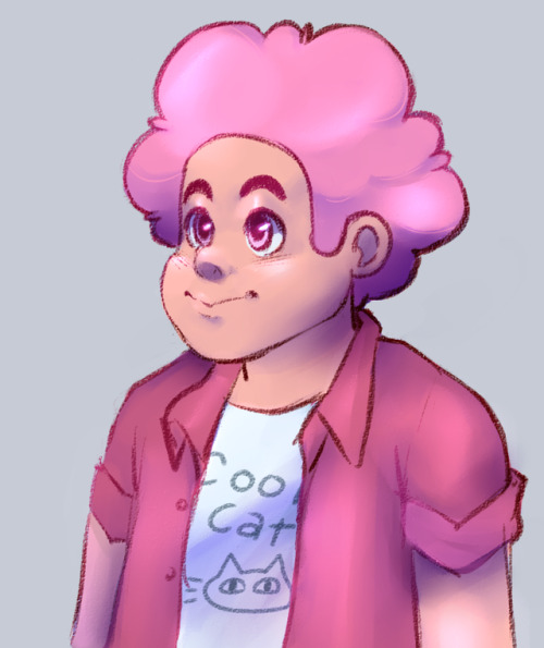 Steven with a pinker theme than usual. i like drawing his floofy hair and round design : )