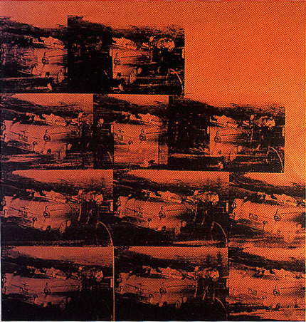 artist-andy-warhol:Five Deaths Eleven Times In Orange, 1963,...