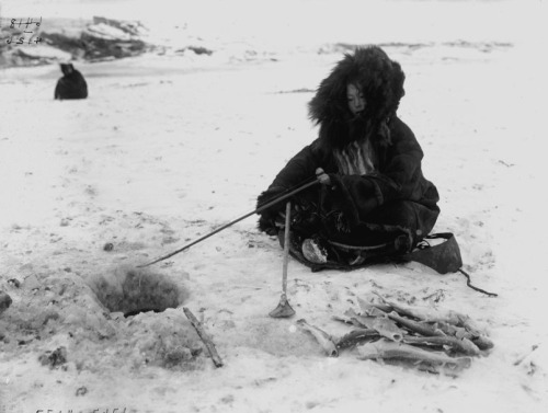 coldthinwolf - “Koryak girl fishing through ice, Siberia, Russia,...