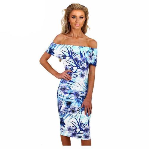favepiece:Off Shoulder Bodycon Dress with Print - Get 10%...