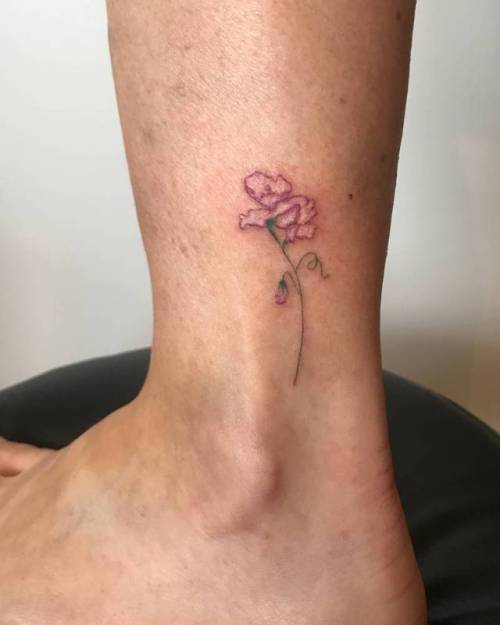 Tattoo tagged with: naraishikawa, flower, small, tiny, sweet pea, ankle,  hand poked, ifttt, little, nature 