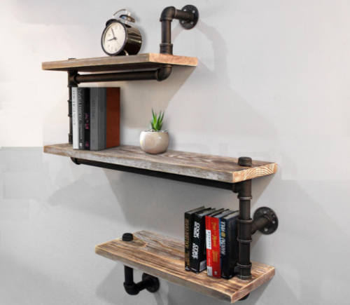 curatepop - (via 4 Tiers Industrial Urban Iron Pipe Wall Mounted...
