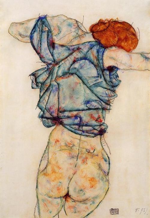 Woman Undressing, Egon SchieleMedium - watercolor,paper