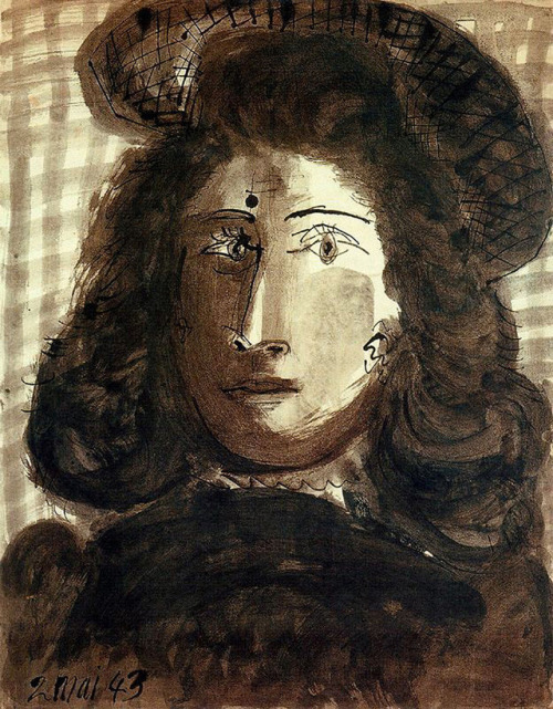 expressionism-art - Woman with hat, 1943, Pablo PicassoSize - ...
