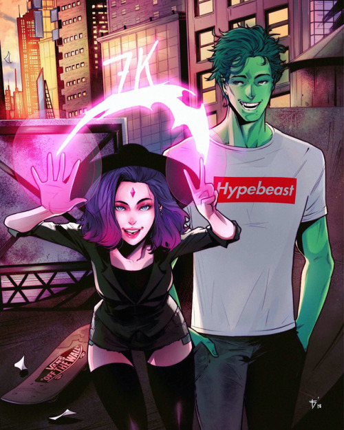 olifuxart - Raven and Beastboy on the rooftop. THANK YOU! I have...
