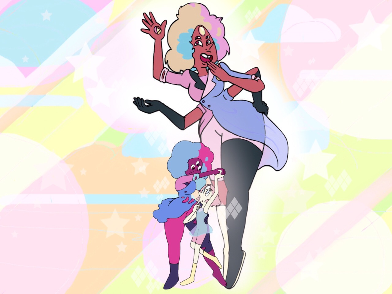 I did a thing! So immediately after watching “The Answer” I came up with this idea. I wondered what Sardonyx would have looked like based on ‘Cotton Candy Garnet’ and ‘Renegade Pearl.’ I call her:...