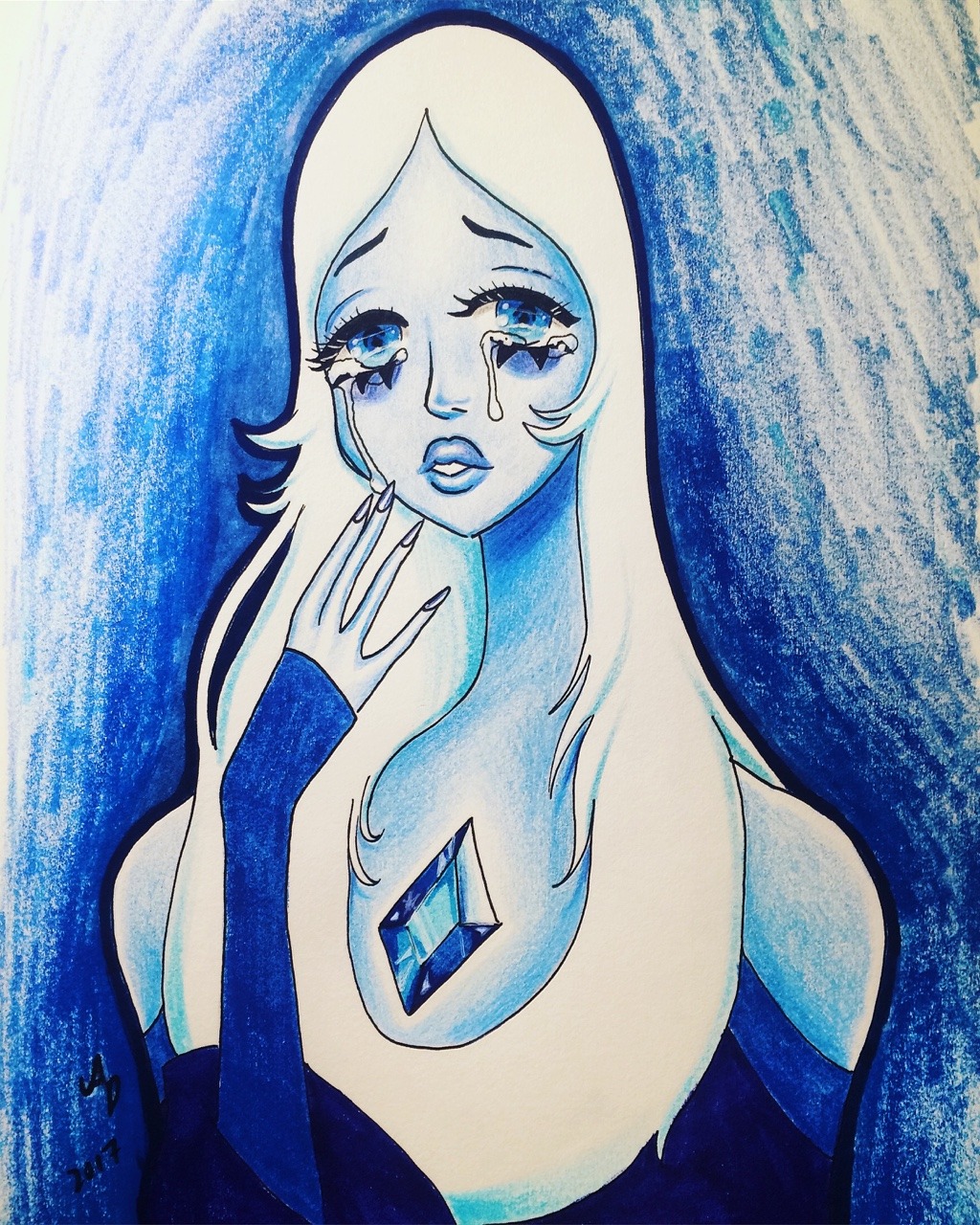 What’s the use of feeling blue?💎 Just finished this drawing of Blue Diamond for the 5th day of inktober. Please like, reblog, or follow my page. Please don’t steal my work, I work really hard.
