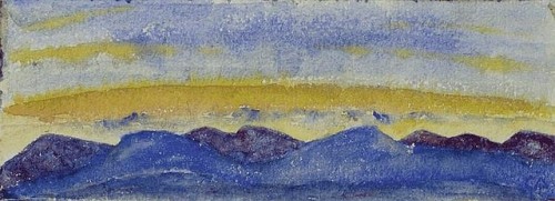 expressionism-art - Mountain chain at sunset, Cuno Amiet