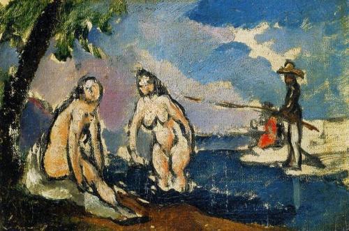 artist-cezanne - Bathers and Fisherman with a Line, 1872, Paul...