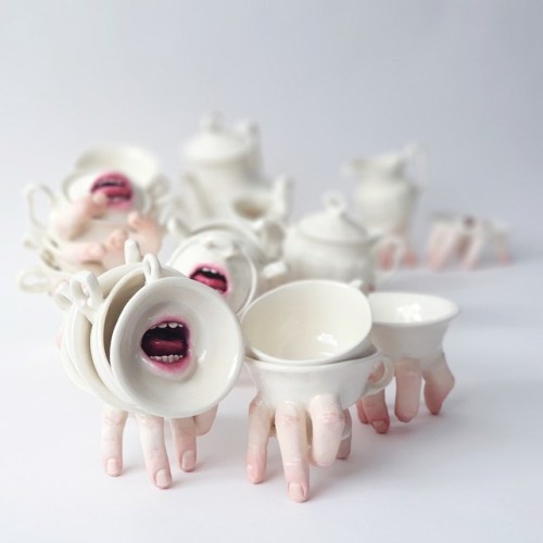needlekind - itscolossal - Parted Ceramic Mouths and Clenched...