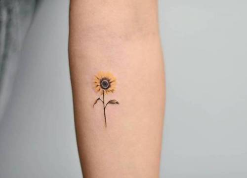 Tattoo tagged with: flower, small, sunflower, tiny, ifttt, little, nature,  drag, inner forearm, illustrative 
