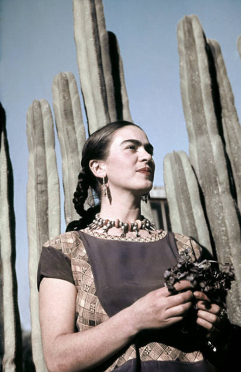 twixnmix:Frida Kahlo at the her home and studio designed by...