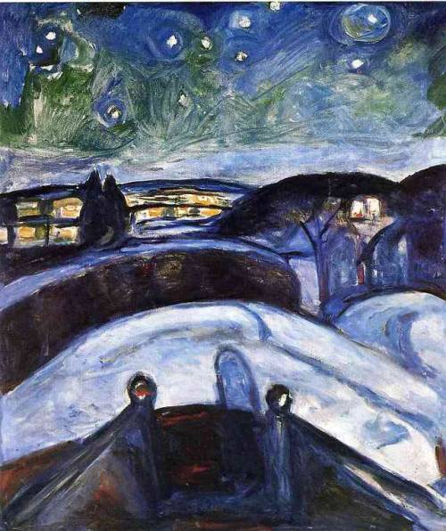 expressionism-art - Starry night, 1924, Edvard MunchSize - 140x119...