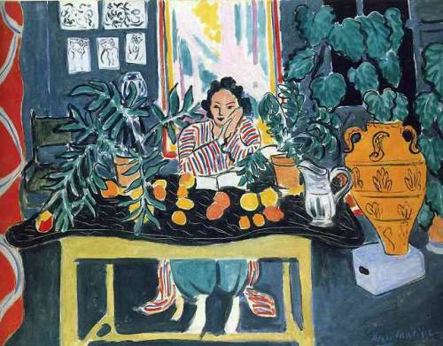 artist-matisse:Interior with Etruscan Vase, Henri Matisse