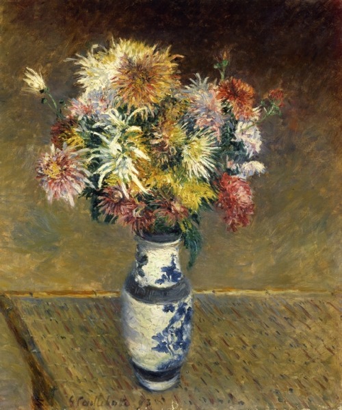 artist-caillebotte - Chrysanthemums in a Vase, Gustave...