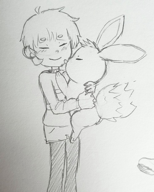 drawmimi - doodled frisk with eevee