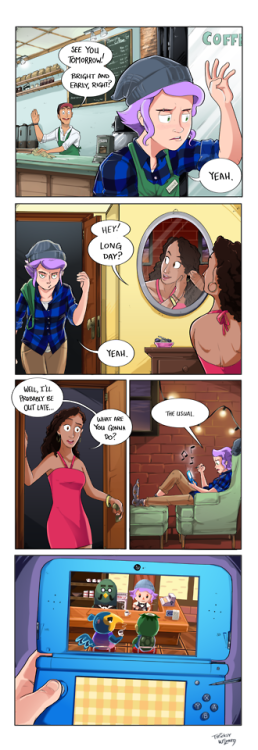 tricksywizard - The Daily Grind.The girl with purple hair is...