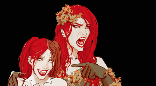 zatarahs:will you be my cherry? | harley quinn and poison ivy...