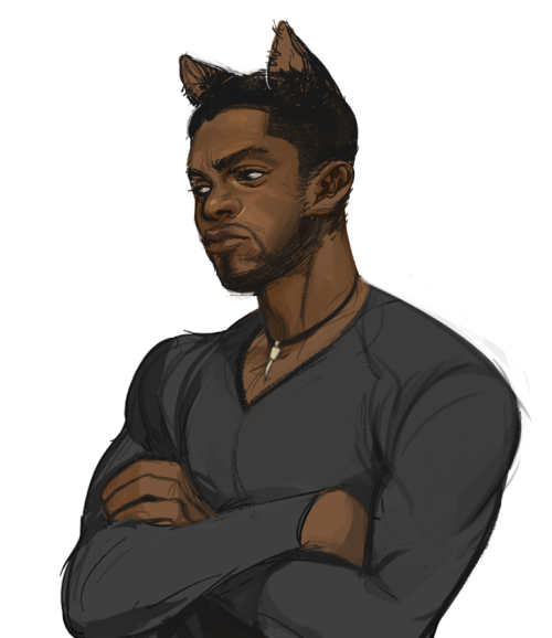 anuyan - bisouette - roughly coloured a sketch of T’challa from...
