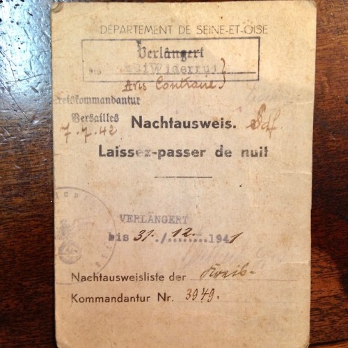 vaguedacier - My Grandfather Nachtausweis (night pass).