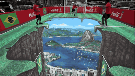 Playing on top of Rio de Janeiro [[MORE]]
With the World Cup only 3 weeks away, the idea here was to transport the average fan to the heart of the competition and kick around on top of Rio de Janeiro.
The artwork, known as anamorphic street art,...