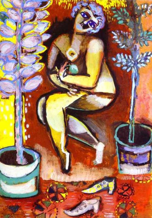 expressionism-art - Nude with flowers, 1911, Marc ChagallSize - ...