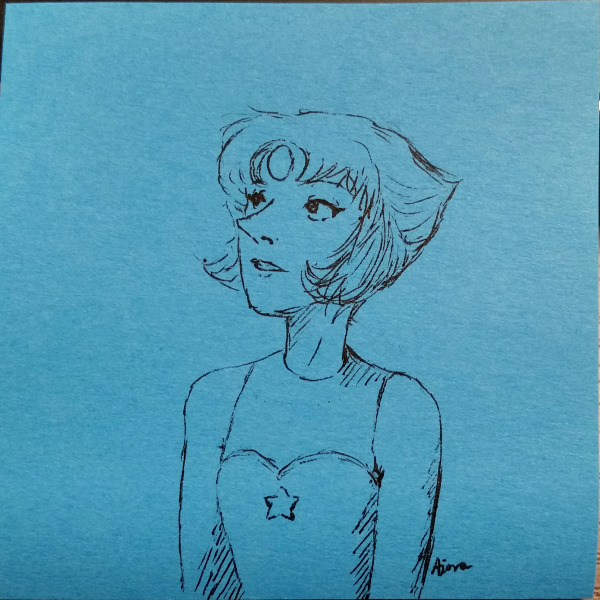 3x3″ post-it note sketch of Pearl.